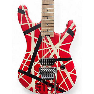 EVH Used EVH Striped Series 5150 Red with Black and White Stripes Solid Body Electric Guitar