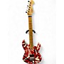 Used EVH Striped Series 5150 Red with Black and White Stripes Solid Body Electric Guitar Red with Black and White Stripes