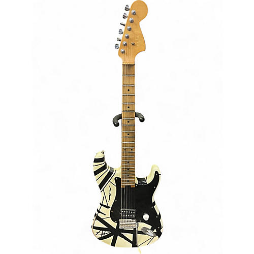 Used EVH Striped Series '78 Eruption White with Black Stripes Solid Body Electric Guitar White with Black Stripes