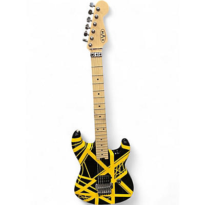 Used EVH Striped Series BLACK WITH YELLOW STRIPES Solid Body Electric Guitar