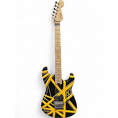 Used EVH Striped Series BLACK WITH YELLOW STRIPES Solid Body Electric Guitar