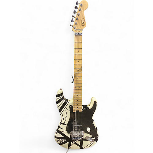 Used EVH Striped Series Black and White Solid Body Electric Guitar Black and White