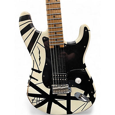 Used EVH Striped Series Black and White Solid Body Electric Guitar