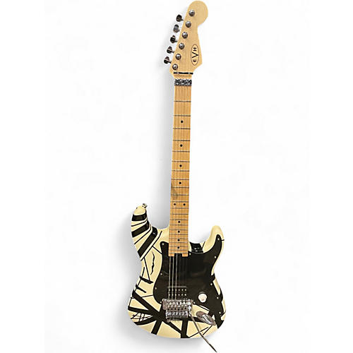 Used EVH Striped Series Black and White Solid Body Electric Guitar Black and White