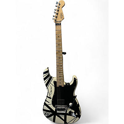 Used EVH Striped Series Black and White Solid Body Electric Guitar