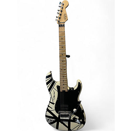 Used EVH Striped Series Black and White Solid Body Electric Guitar Black and White