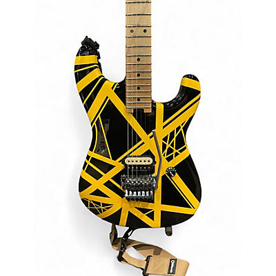 Used EVH Striped Series Black with Yellow Stripes Solid Body Electric Guitar
