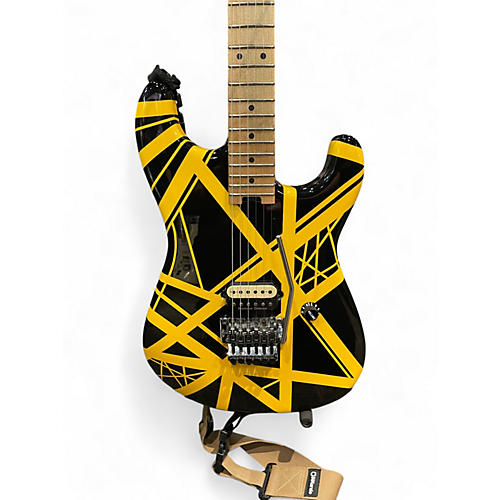 Used EVH Striped Series Black with Yellow Stripes Solid Body Electric Guitar Black with Yellow Stripes