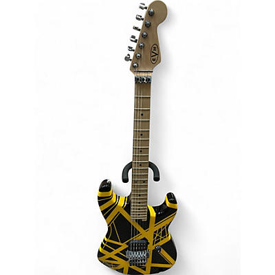 Used EVH Striped Series Black with yellow stripes Solid Body Electric Guitar