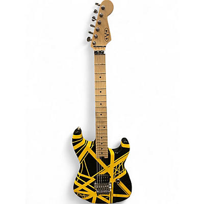 Used EVH Striped Series Electric Guitar Black Yellow Stripes Solid Body Electric Guitar