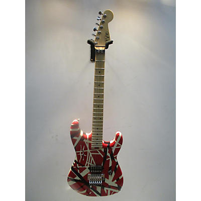 EVH Used EVH Striped Series Frankie Red With Black And White Stripes Solid Body Electric Guitar