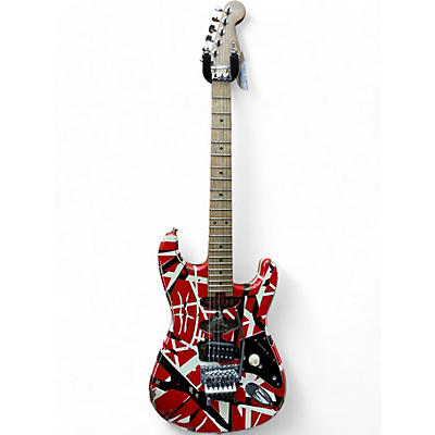 EVH Used EVH Striped Series Frankie Red with Black and WHite STripes Solid Body Electric Guitar