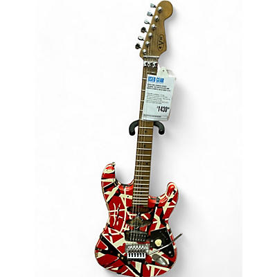 EVH Used EVH Striped Series Frankie Red with Black and White Stripes Solid Body Electric Guitar