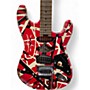 Used EVH Striped Series Frankie Red with Black and White Stripes Solid Body Electric Guitar Red with Black and White Stripes