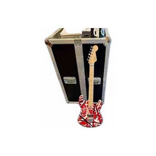 Used EVH Striped Series Frankie Red with Black and White Stripes Solid Body Electric Guitar Red with Black and White Stripes