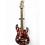 Used EVH Striped Series Frankie Red with Black and White Stripes Solid Body Electric Guitar Red with Black and White Stripes