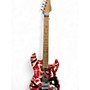 Used EVH Striped Series Frankie Red with Black and White Stripes Solid Body Electric Guitar Red with Black and White Stripes