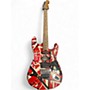 Used EVH Striped Series Frankie Red with Black and White Stripes Solid Body Electric Guitar Red with Black and White Stripes