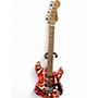 Used EVH Striped Series Frankie Red with Black and White Stripes Solid Body Electric Guitar Red with Black and White Stripes