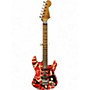 Used EVH Striped Series Frankie Red with Black and White Stripes Solid Body Electric Guitar Red with Black and White Stripes