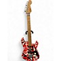 Used EVH Striped Series Frankie Red with Black and White Stripes Solid Body Electric Guitar Red with Black and White Stripes