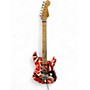 Used EVH Striped Series Frankie Red with Black and White Stripes Solid Body Electric Guitar Red with Black and White Stripes