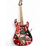 Used EVH Striped Series Frankie Red with Black and White Stripes Solid Body Electric Guitar Red with Black and White Stripes