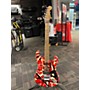 Used EVH Striped Series Frankie Red with Black and White Stripes Solid Body Electric Guitar Red with Black and White Stripes