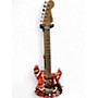 Used EVH Striped Series Frankie Red with Black and White Stripes Solid Body Electric Guitar Red with Black and White Stripes
