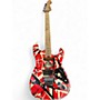 Used EVH Striped Series Frankie Red with Black and White Stripes Solid Body Electric Guitar Red with Black and White Stripes