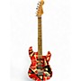 Used EVH Striped Series Frankie Red with Black and White Stripes Solid Body Electric Guitar Red with Black and White Stripes