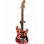 Used EVH Striped Series Frankie Red with Black and White Stripes Solid Body Electric Guitar Red with Black and White Stripes