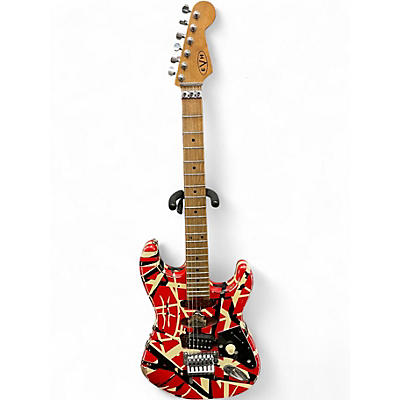 Used EVH Striped Series Frankie White Stripes Relic Solid Body Electric Guitar