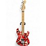 Used EVH Striped Series Frankie red and white stripe Solid Body Electric Guitar red and white stripe
