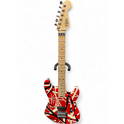 Used EVH Striped Series RED WITH BLACK STRIPS Solid Body Electric Guitar