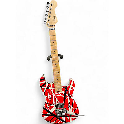 EVH Used EVH Striped Series Red with Black and White Stripes Solid Body Electric Guitar