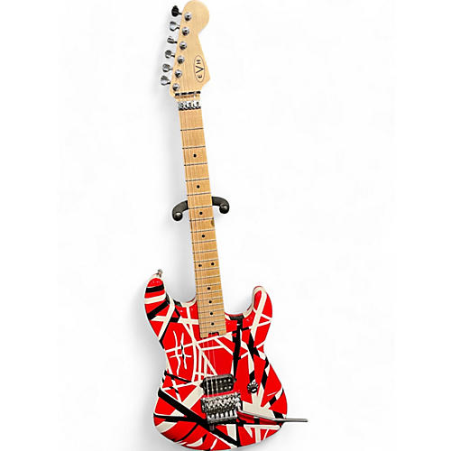 EVH Used EVH Striped Series Red with Black and White Stripes Solid Body Electric Guitar Red with Black and White Stripes