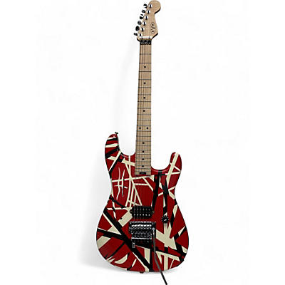 EVH Used EVH Striped Series Red with Black and White Stripes Solid Body Electric Guitar