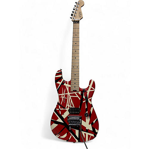 EVH Used EVH Striped Series Red with Black and White Stripes Solid Body Electric Guitar Red with Black and White Stripes