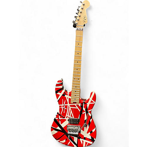 Used EVH Striped Series Red with Black and White Stripes Solid Body Electric Guitar Red with Black and White Stripes