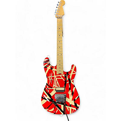 Used EVH Striped Series Red with Black and White Stripes Solid Body Electric Guitar