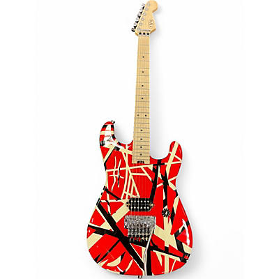 Used EVH Striped Series Red with Black and White Stripes Solid Body Electric Guitar