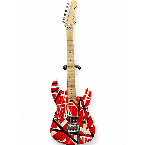 Used EVH Striped Series Red with Black and White Stripes Solid Body Electric Guitar Red with Black and White Stripes