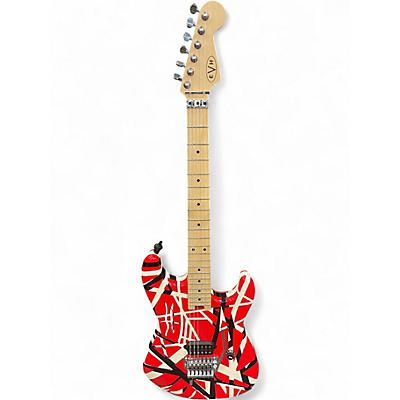 Used EVH Striped Series Red with Black and White Stripes Solid Body Electric Guitar