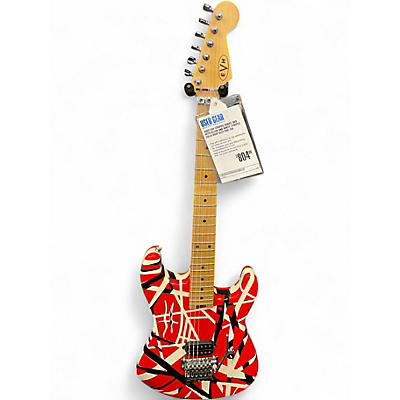 Used EVH Striped Series Red with Black and White Stripes Solid Body Electric Guitar