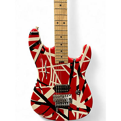 Used EVH Striped Series Red with Black and White Stripes Solid Body Electric Guitar