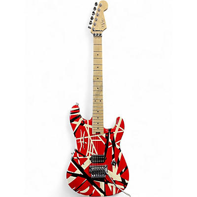 Used EVH Striped Series Red with Black and White Stripes Solid Body Electric Guitar