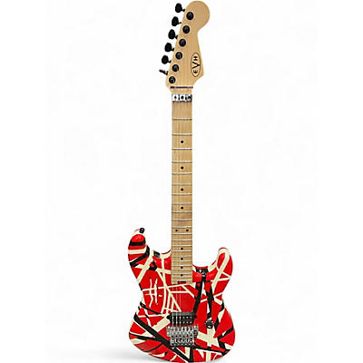 Used EVH Striped Series Red with Black and White Stripes Solid Body Electric Guitar