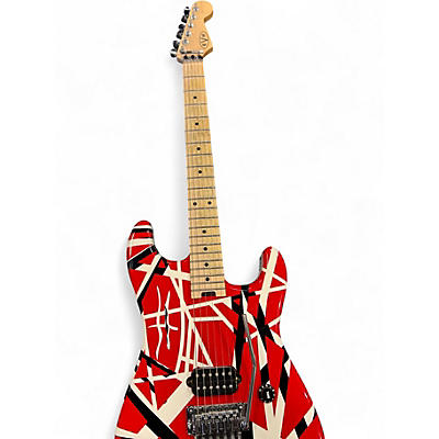 Used EVH Striped Series Red with Black and White Stripes Solid Body Electric Guitar