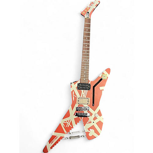 EVH Used EVH Striped Series Shark BURGUNDY RED AND SILVER Solid Body Electric Guitar BURGUNDY RED AND SILVER